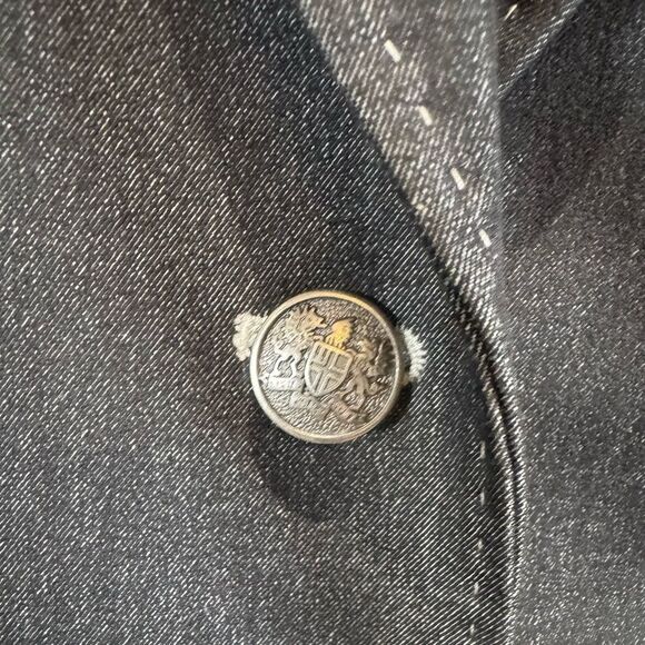 Kasper vintage denim look open stitch 2 piece blazer trouser pantsuit size 8 - Picture 4 of 10